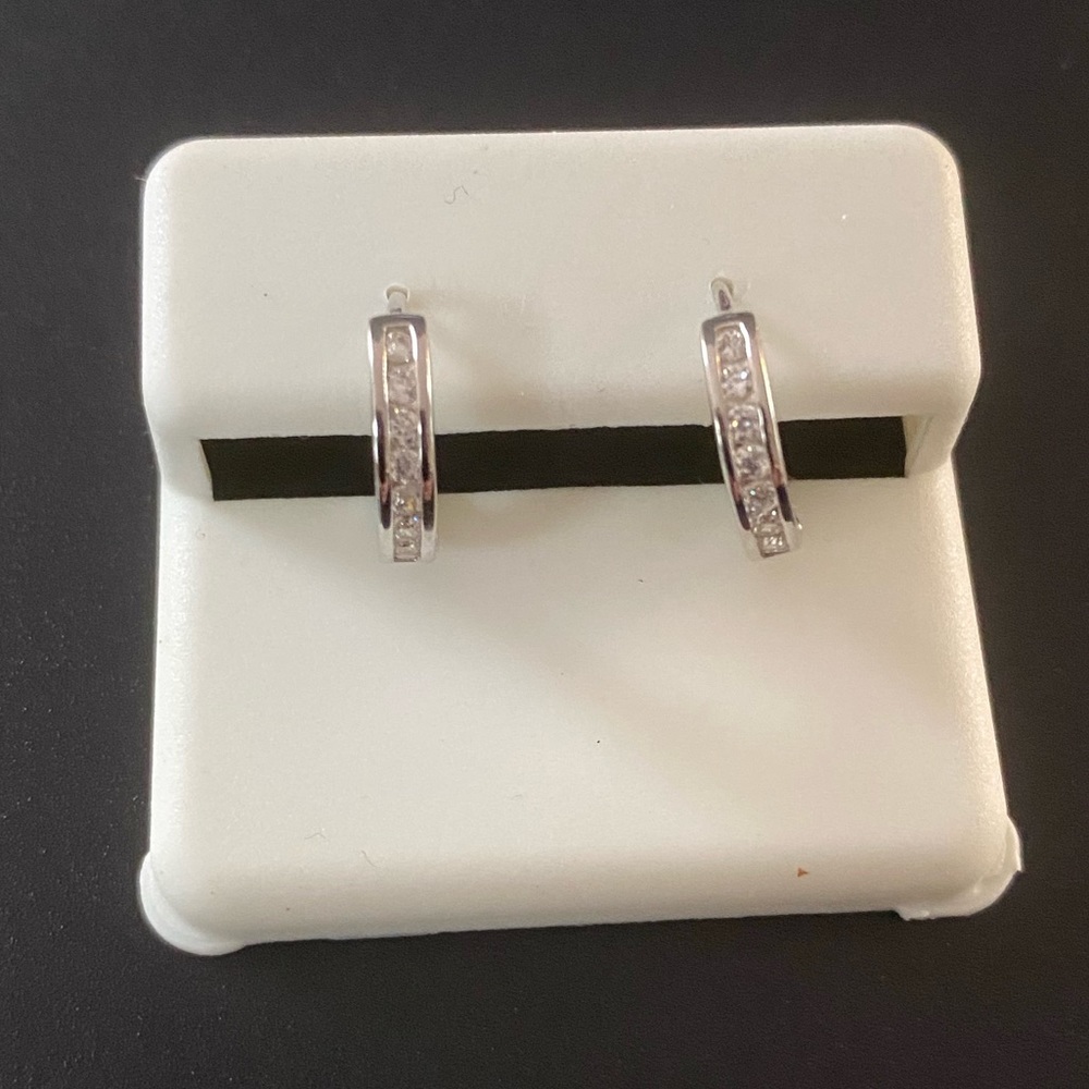 Huggie Hoop Earrings- Sterling Silver with CZ